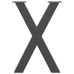 Πόδια Τραπεζαρίας σε Σχήμα Χ, 2 τεμ. Ανθρακί 60x(72-73) εκ. Ατσάλι