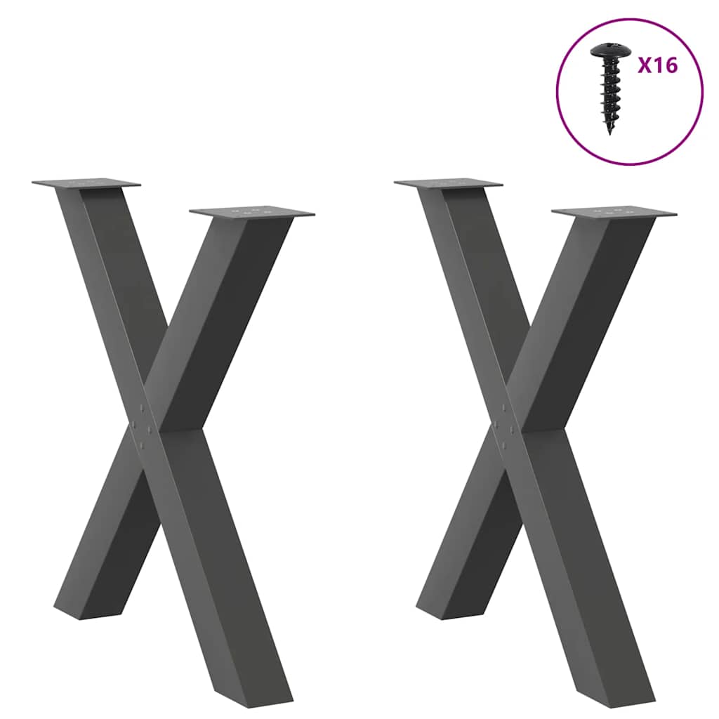 Πόδια Τραπεζαρίας σε Σχήμα Χ 2 τεμ. Ανθρακί 80x(72-73) εκ. Ατσάλι