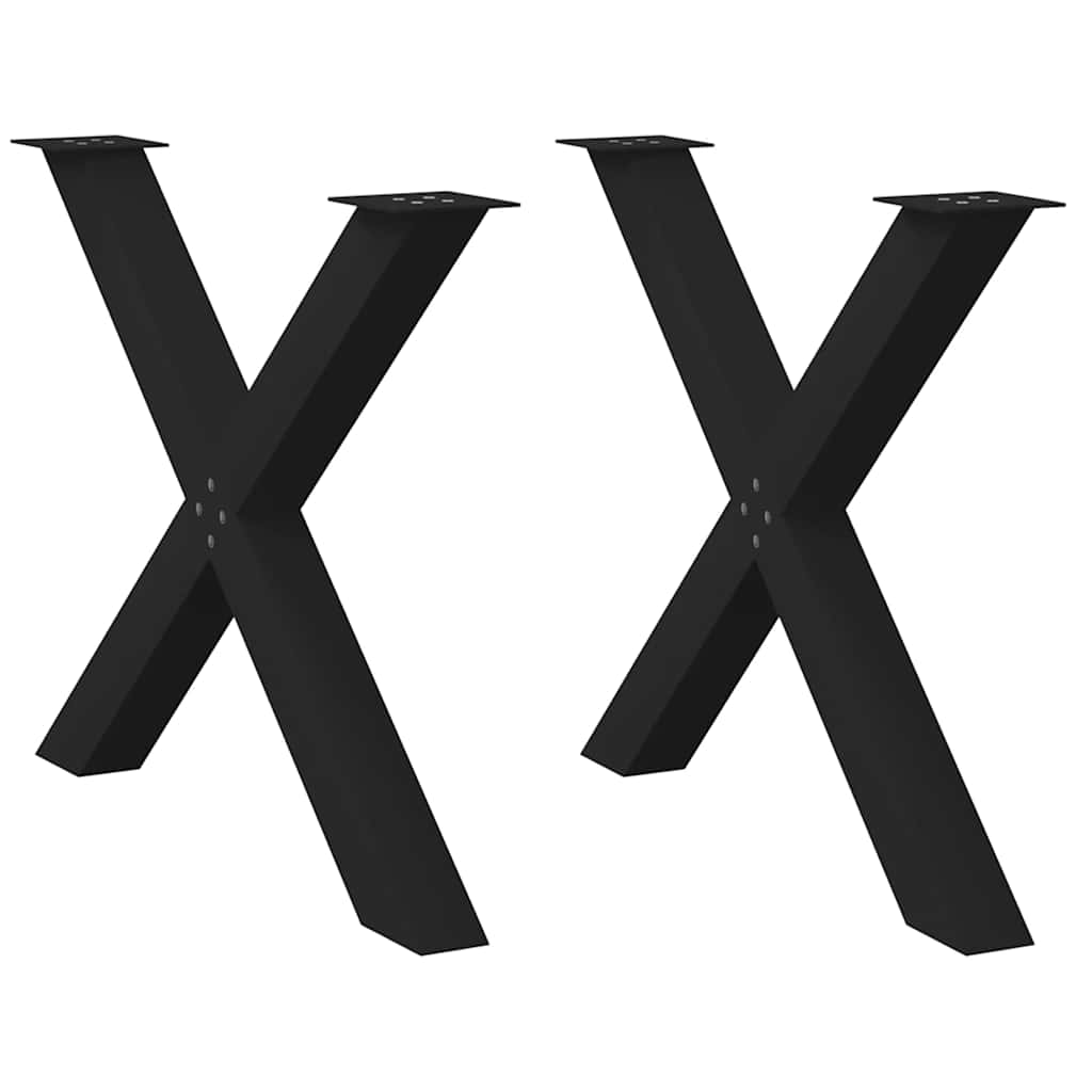 Πόδια Τραπεζαρίας σε Σχήμα Χ, 2 τεμ. Μαύρα 90x(72-73) εκ. Ατσάλι - Pakobazaar