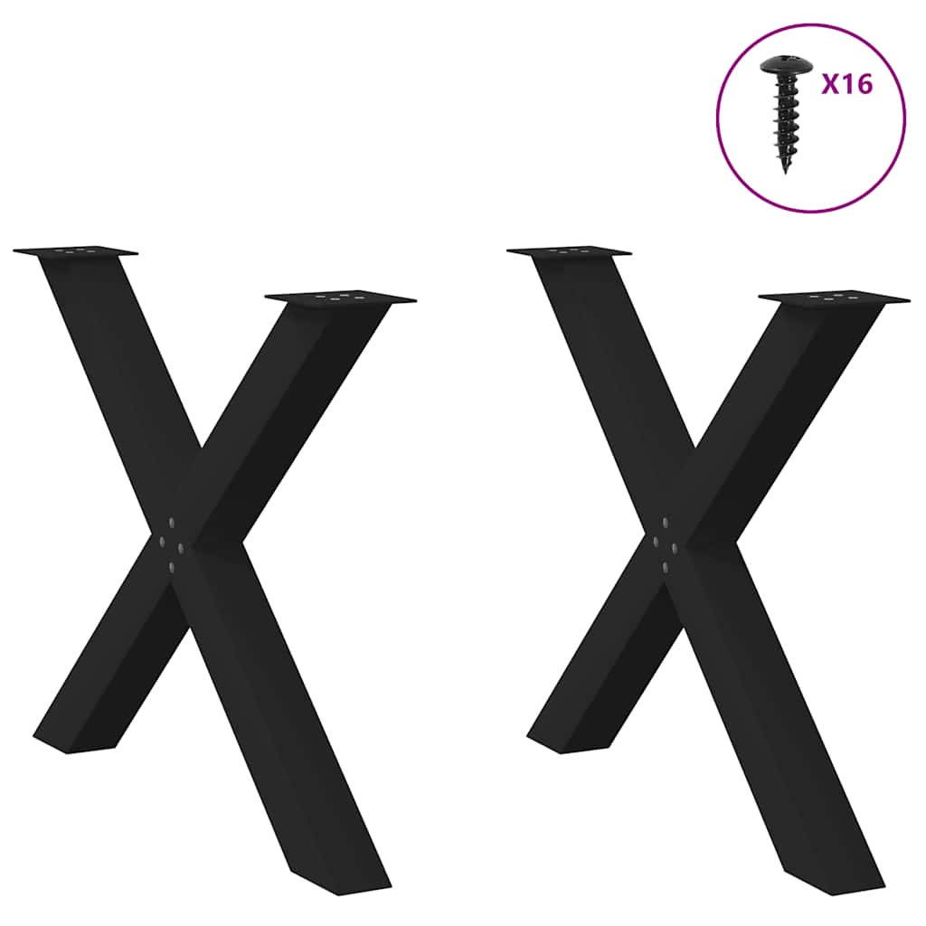 Πόδια Τραπεζαρίας σε Σχήμα Χ, 2 τεμ. Μαύρα 90x(72-73) εκ. Ατσάλι - Pakobazaar