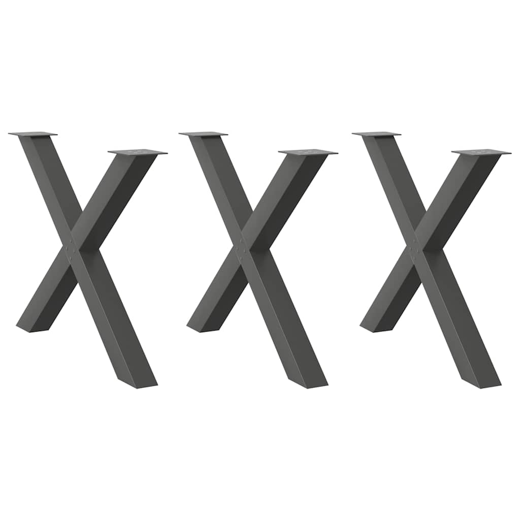 Πόδια Τραπεζαρίας σε Σχήμα Χ 3 τεμ. Ανθρακί 90x(72-73) εκ. Ατσάλι