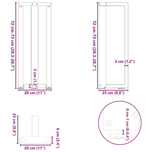 Πόδια Κονσόλας σε Σχήμα Τ, 2 τεμ. Ανθρακί 25x28x(72-73) εκ. Ατσάλι