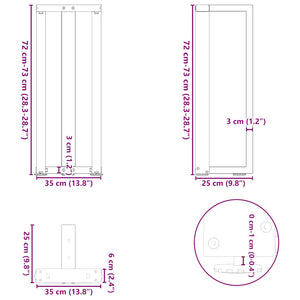 Πόδια Κονσόλας σε Σχήμα Τ, 2 τεμ. Ανθρακί 38x25x(72-73) εκ. Ατσάλι