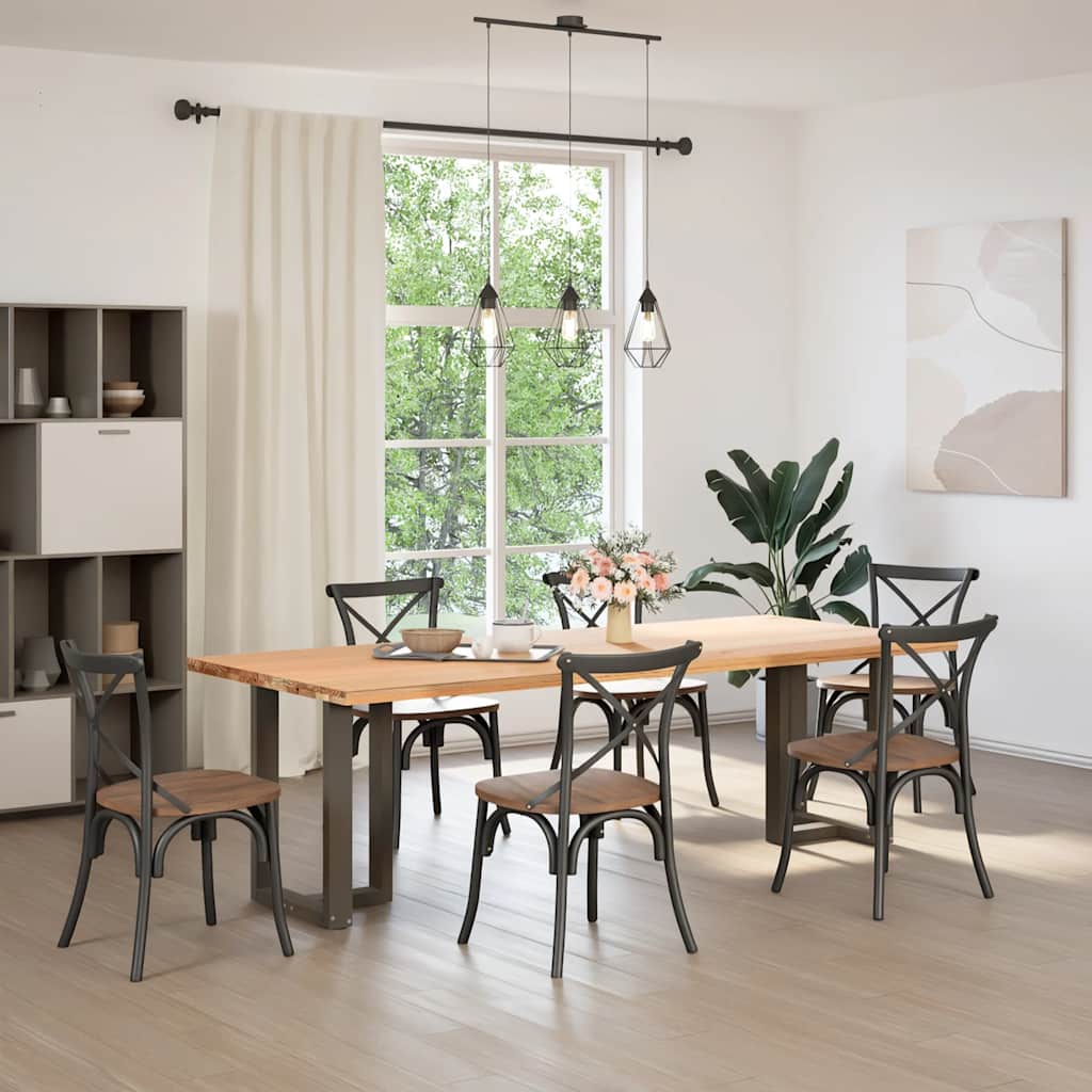 Πόδια Τραπεζαρίας σε Σχήμα Τ, 2 τεμ. Μαύρο 60x35x(72-73) εκ. Ατσάλι - Pakobazaar