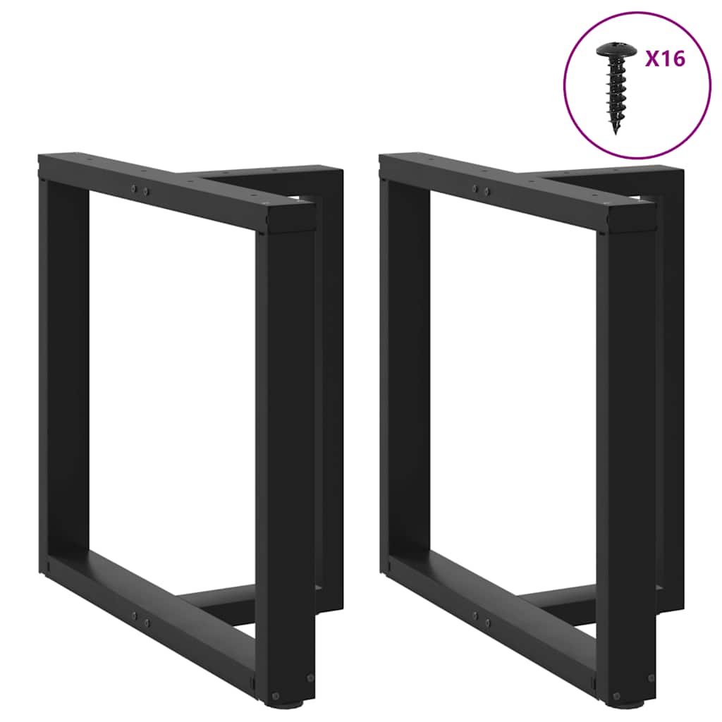 Πόδια Τραπεζαρίας σε Σχήμα Τ, 2 τεμ. Μαύρο 70x35x(72-73) εκ. Ατσάλι