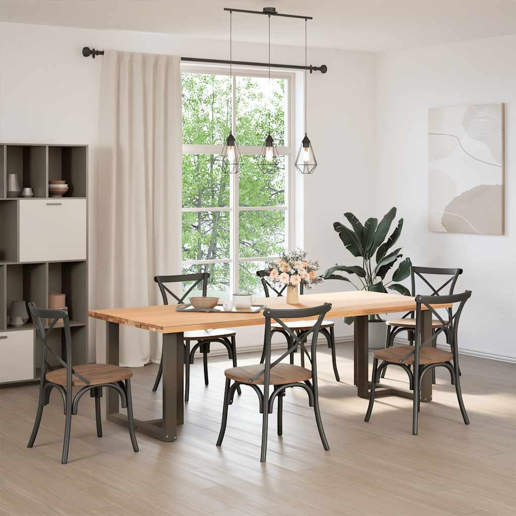 Πόδια Τραπεζαρίας σε Σχήμα Τ, 2 τεμ. Μαύρο 70x35x(72-73) εκ. Ατσάλι