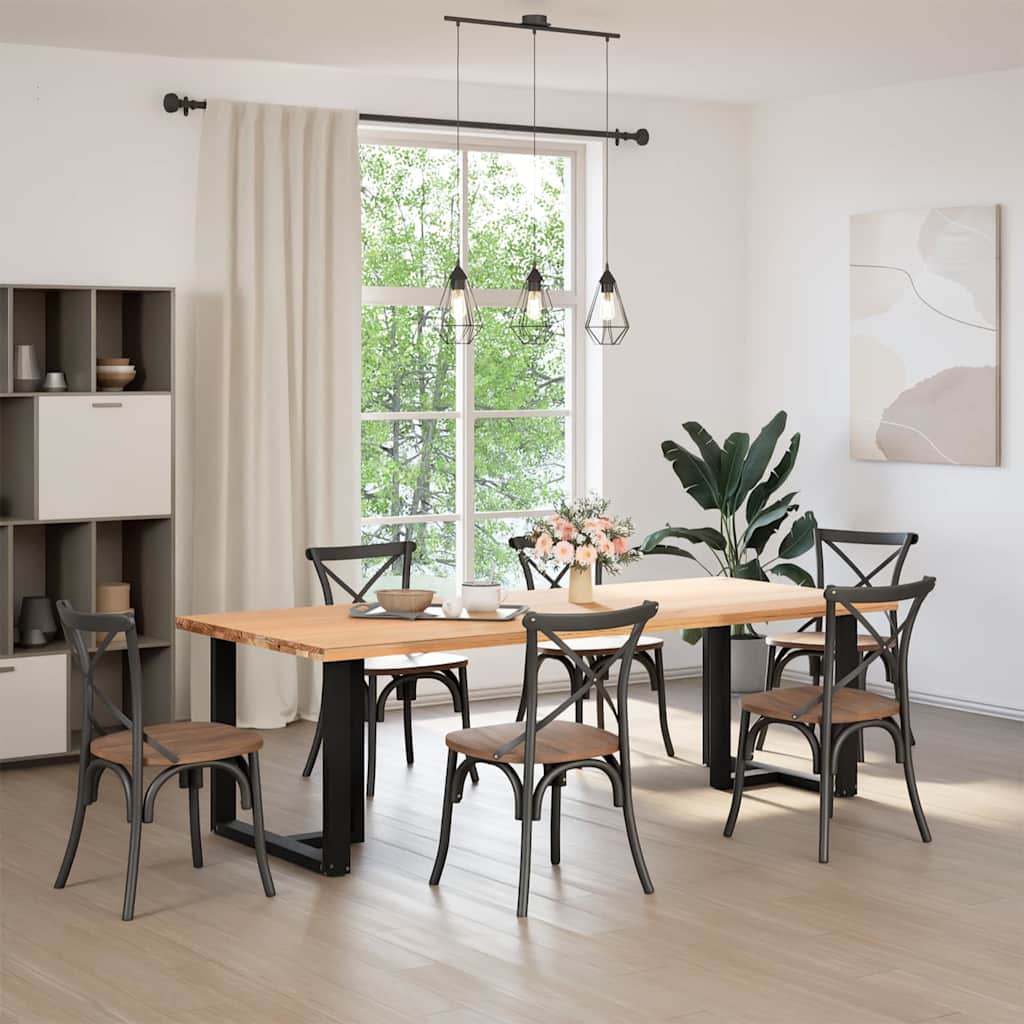 Πόδια Τραπεζαρίας σε Σχήμα Τ, 2 τεμ. Μαύρο 80x35x(72-73) εκ. Ατσάλι