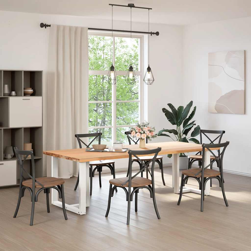 Πόδια Τραπεζαρίας σε Σχήμα Τ, 2 τεμ. Λευκά 80x35x(72-73) εκ. Ατσάλι - Pakobazaar