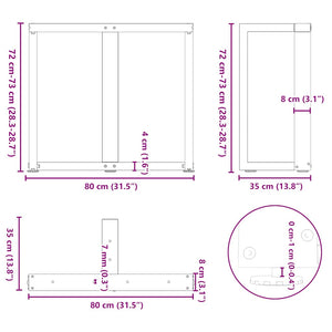Πόδια Τραπεζαρίας σε Σχήμα Τ, 2 τεμ. Λευκά 80x35x(72-73) εκ. Ατσάλι - Pakobazaar