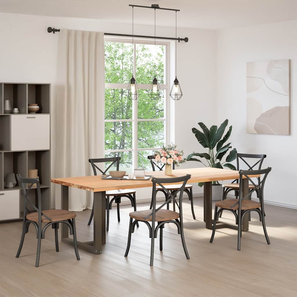 Πόδια Τραπεζαρίας σε Σχήμα Τ, 2 τεμ. Μαύρο 80x35x(72-73) εκ. Ατσάλι