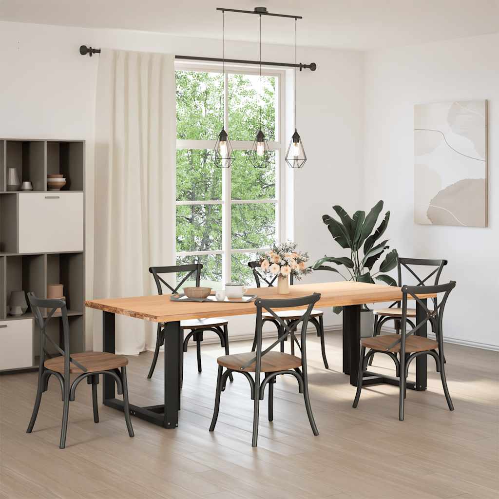 Πόδια Τραπεζαρίας σε Σχήμα Τ, 2 τεμ. Μαύρο 90x35x(72-73) εκ. Ατσάλι