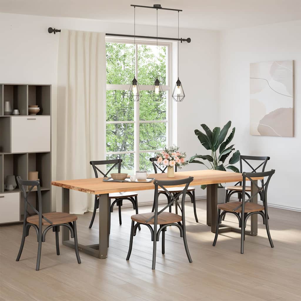 Πόδια Τραπεζαρίας σε Σχήμα Τ, 2 τεμ. Μαύρο 90x35x(72-73) εκ. Ατσάλι