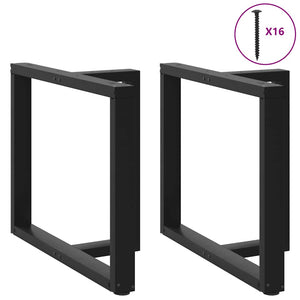 Πόδια Τραπεζαρίας σε Σχήμα Τ, 2 τεμ. Μαύρο 100x35x(72-73) εκ. Ατσάλι