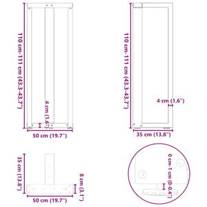 Πόδια Τραπεζιού Μπαρ σε Σχήμα Τ, 2 τεμ. Λευκά 50x35x(110-111) εκ. Ατσάλι - Pakobazaar