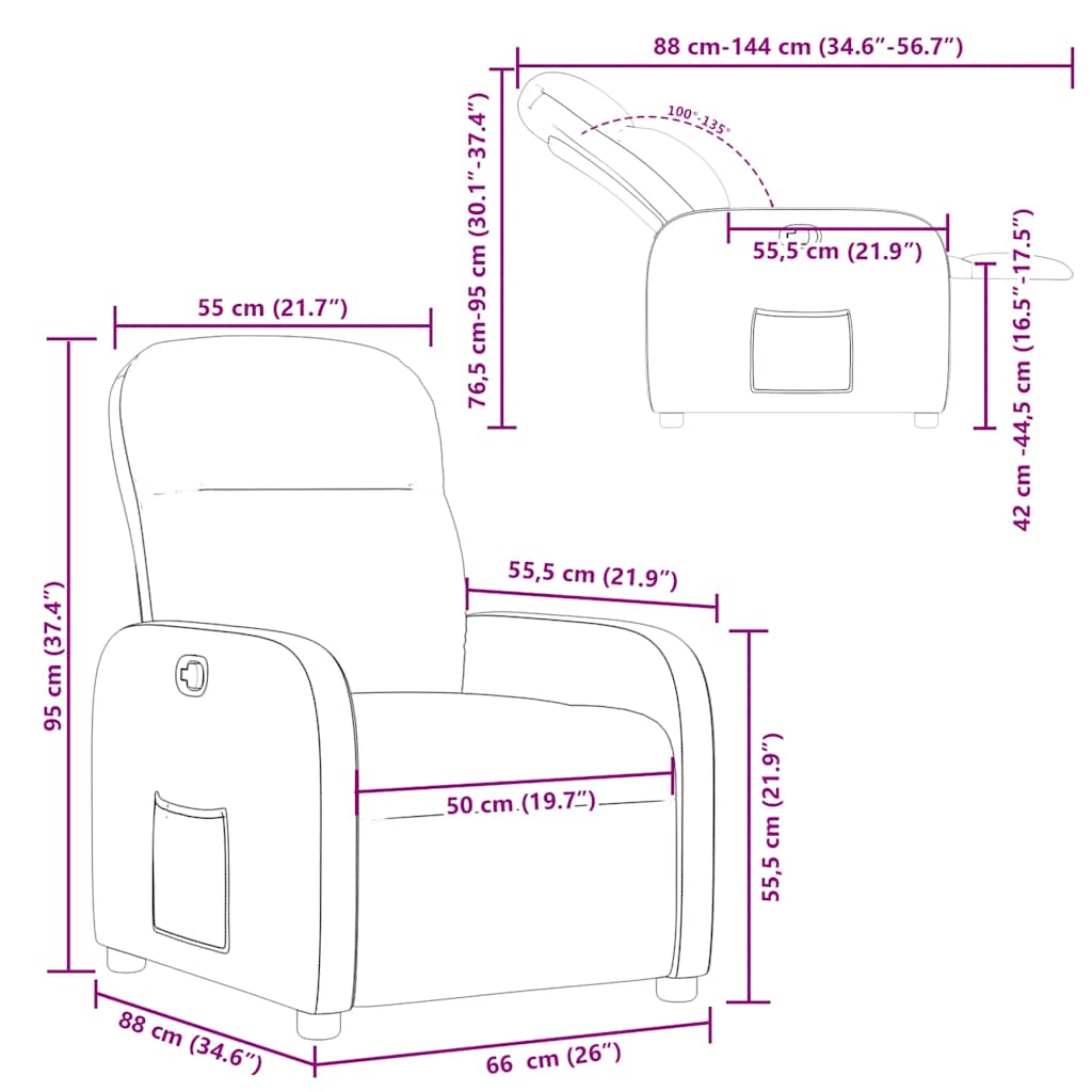 Πολυθρόνα Ανακλινόμενη Ανοιχτό Γκρι Υφασμάτινη - Pakobazaar
