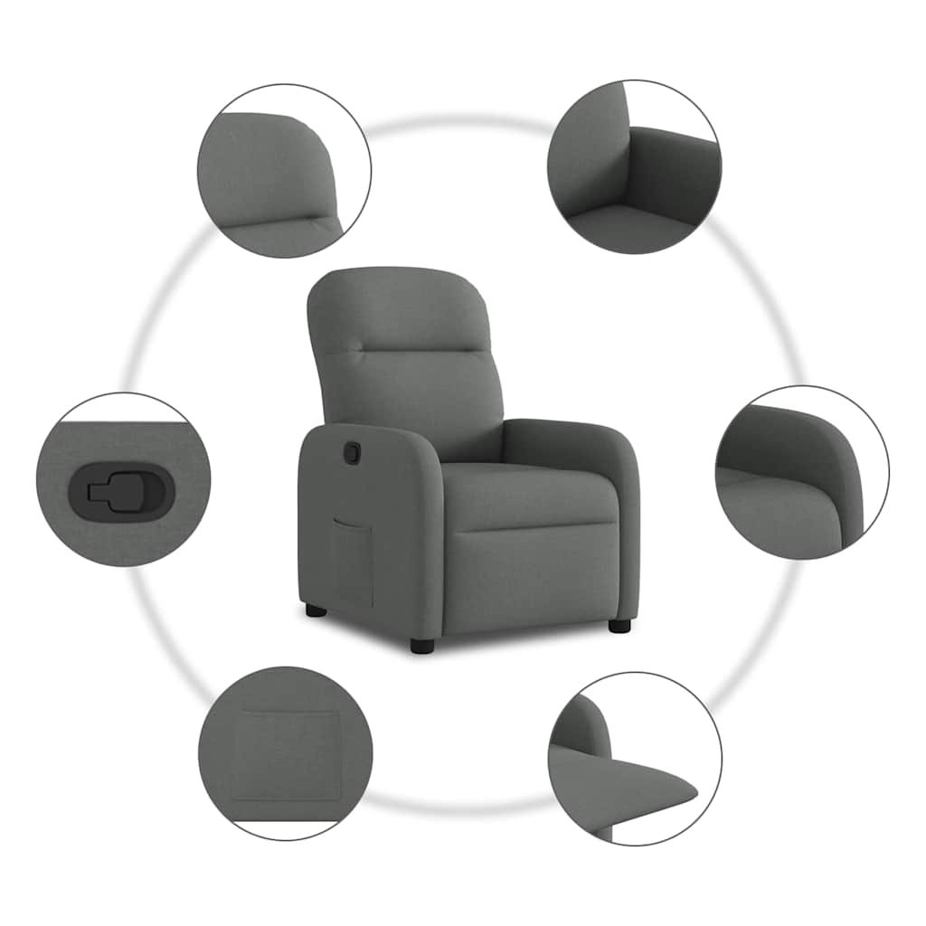 Πολυθρόνα Ανακλινόμενη Σκούρο Γκρι Υφασμάτινη