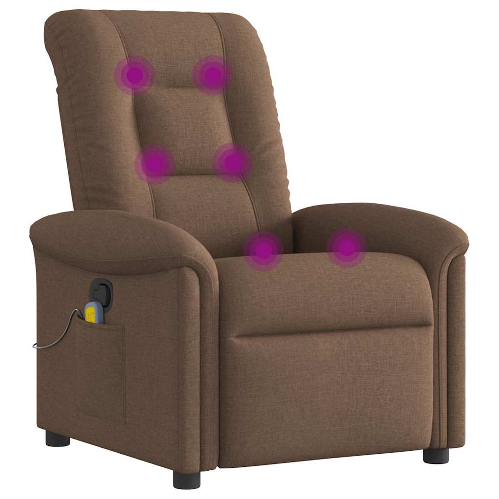 Πολυθρόνα Μασάζ Ανακλινόμενη Καφέ Υφασμάτινη - Pakobazaar