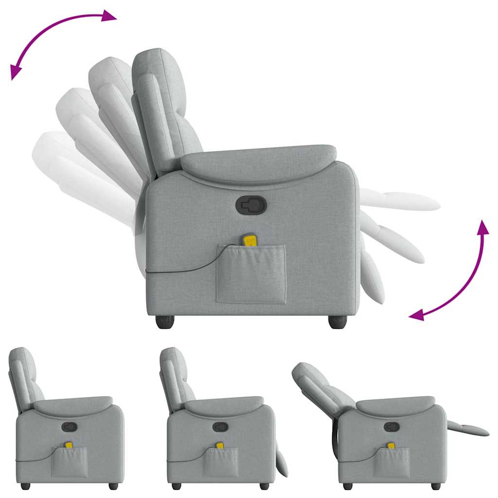 Πολυθρόνα Μασάζ Ανακλινόμενη Ανοιχτό Γκρι Υφασμάτινη - Pakobazaar