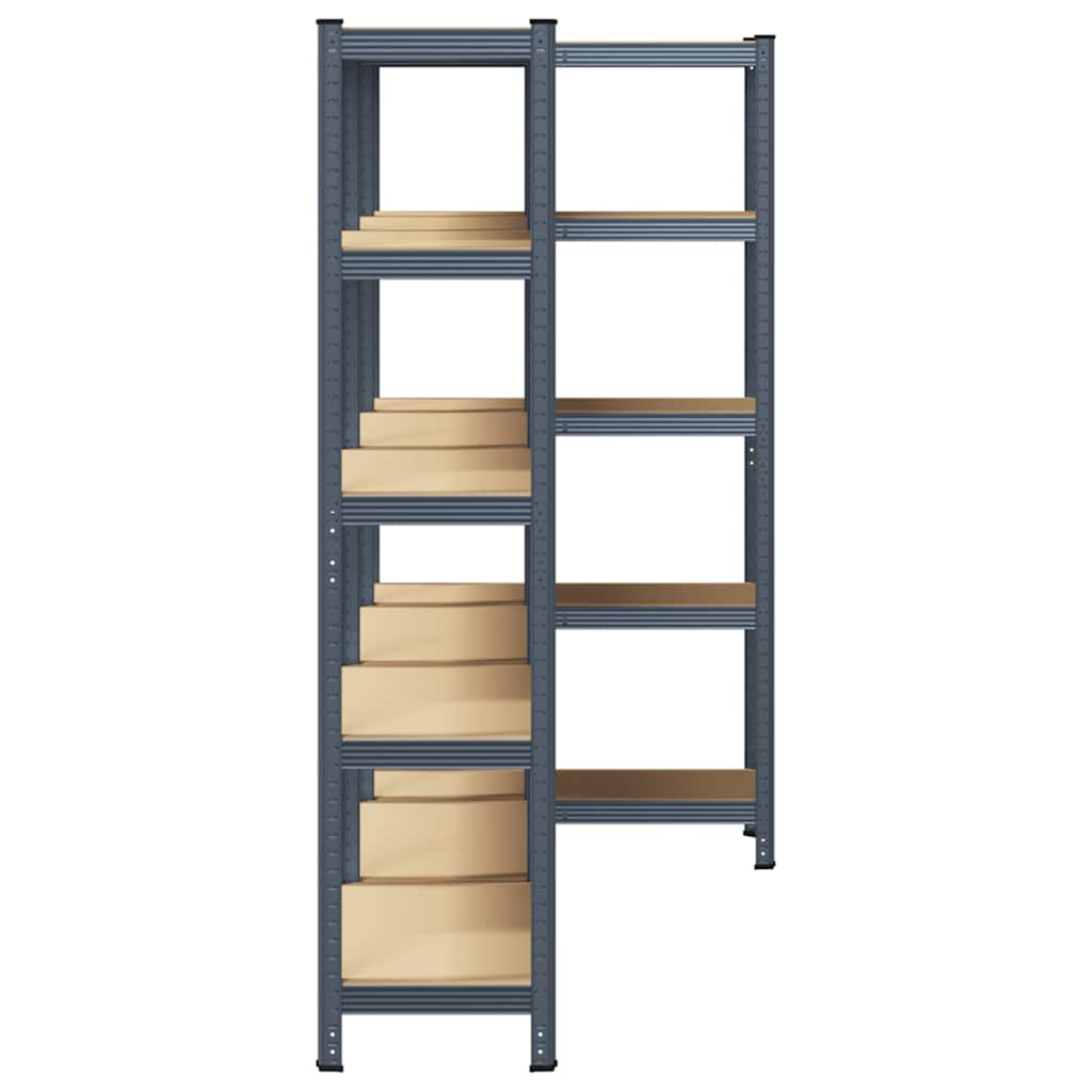 Ραφιέρες 5 Επιπέδων 3 τεμ. Ανθρακί Ατσάλι & Επεξεργασμένο Ξύλο