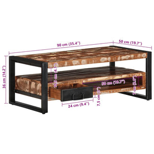 Τραπεζάκι σαλονιού πολύχρωμο 90x50x36cm Ξύλο μασίφ αναγεννημένο