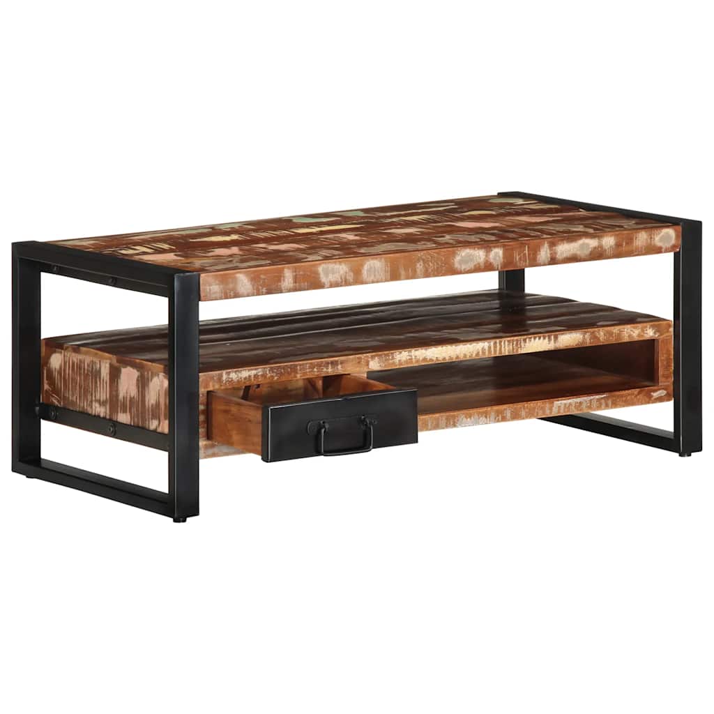 Τραπεζάκι σαλονιού πολύχρωμο 90x50x36cm Ξύλο μασίφ αναγεννημένο