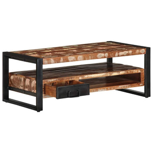 Τραπεζάκι σαλονιού πολύχρωμο 90x50x36cm Ξύλο μασίφ αναγεννημένο