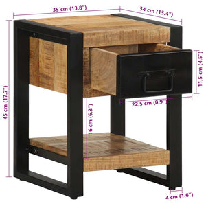 Κομοδίνο 35x34x45 cm Στερεό ακατέργαστο ξύλο Μάνγκο - Pakobazaar