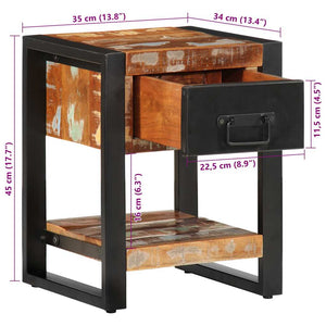 Κομοδίνο Πολύχρωμο 35x34x45 cm Στερεό ξύλο αναγεννημένο