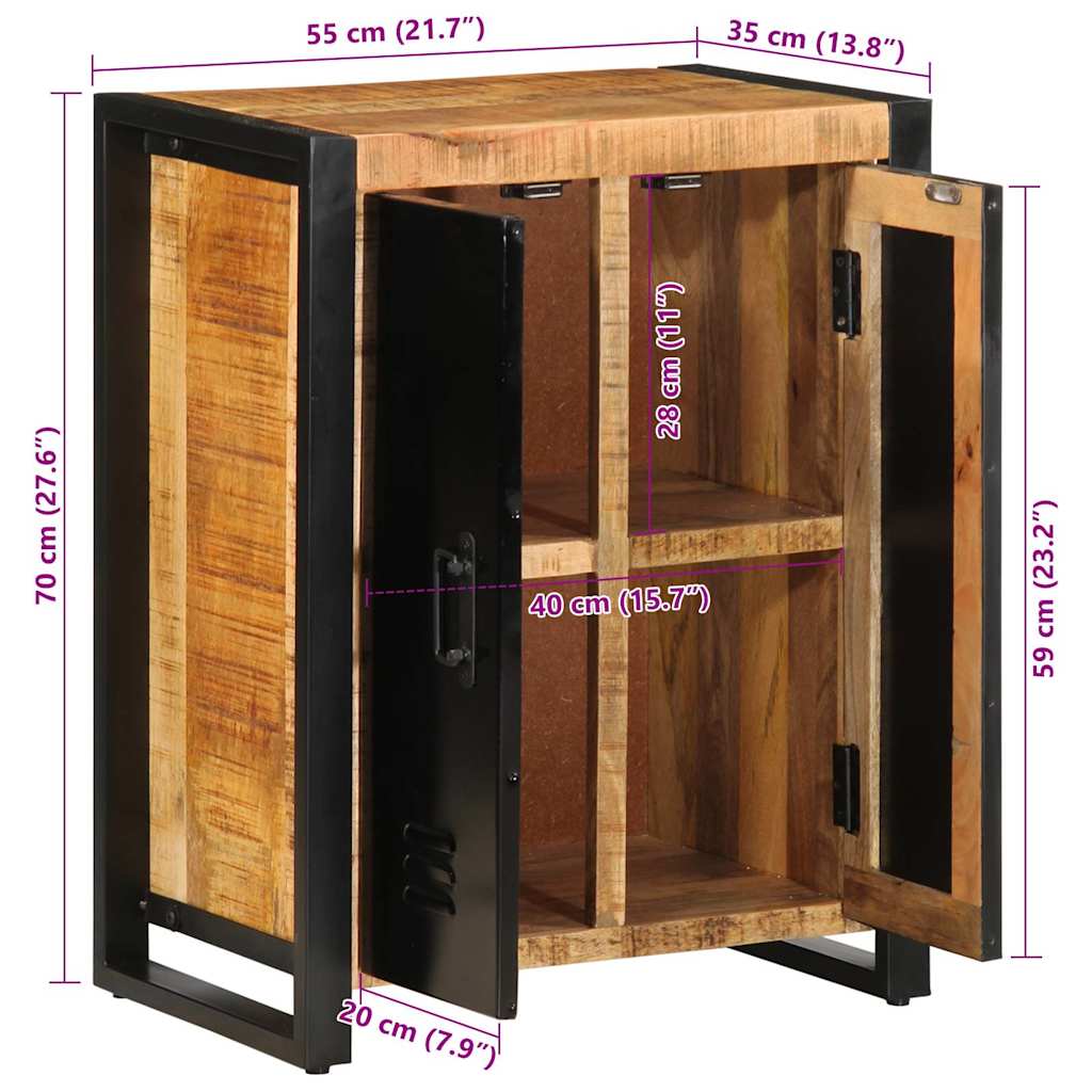 Μπουφές 55x35x70 εκ. από Μασίφ Ακατέργαστο Ξύλο Μάνγκο
