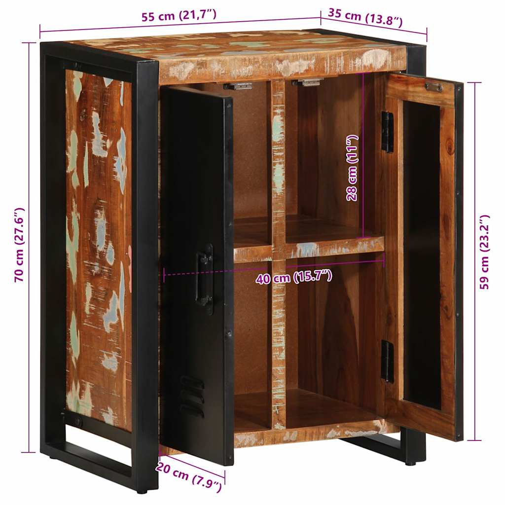Σκευοθήκη Πολύχρωμο 55x35x70 cm Ξύλο μασίφ αναγεννημένο - Pakobazaar