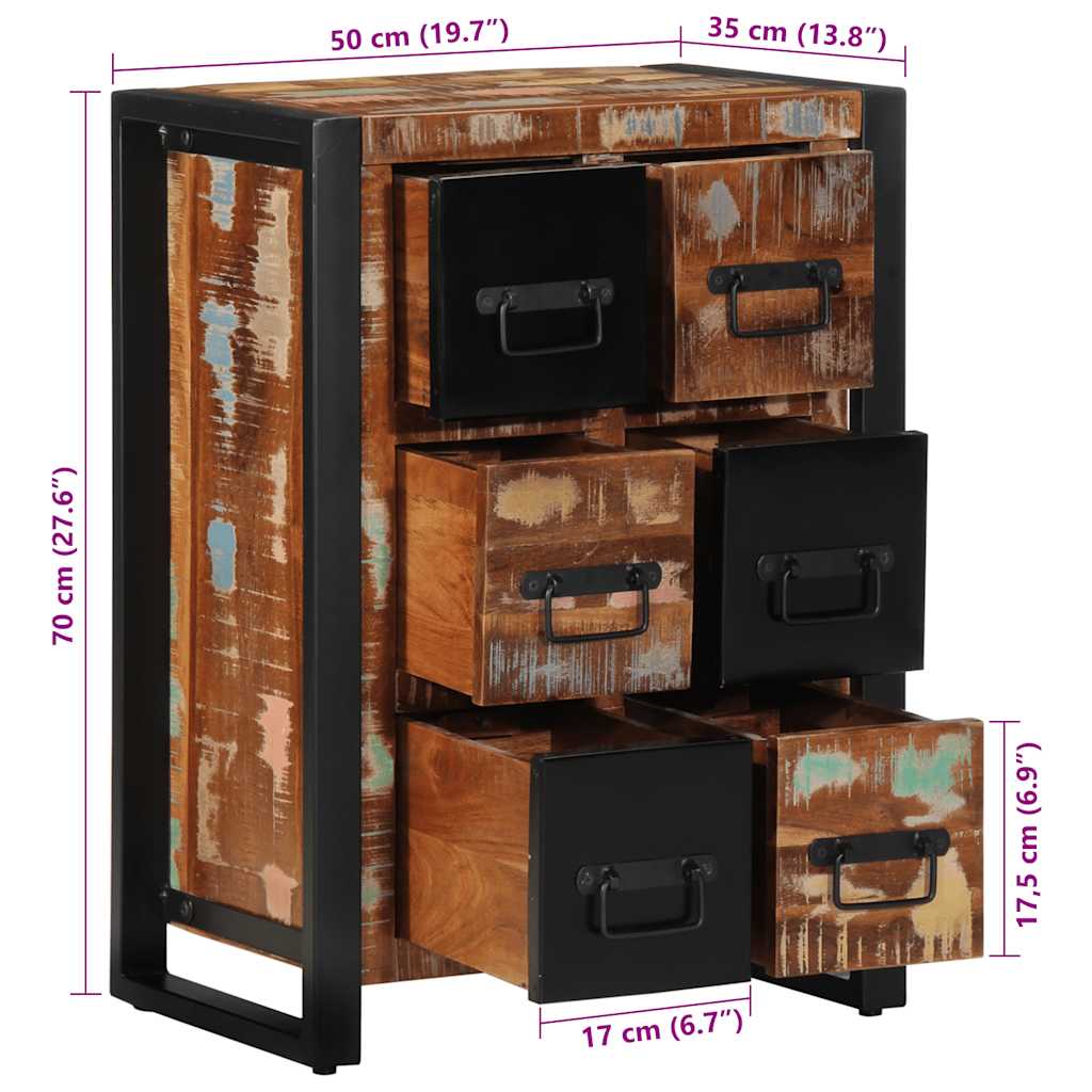 Sideboard 50x35x70 cm Ξύλο μασίφ αναγεννημένο - Pakobazaar