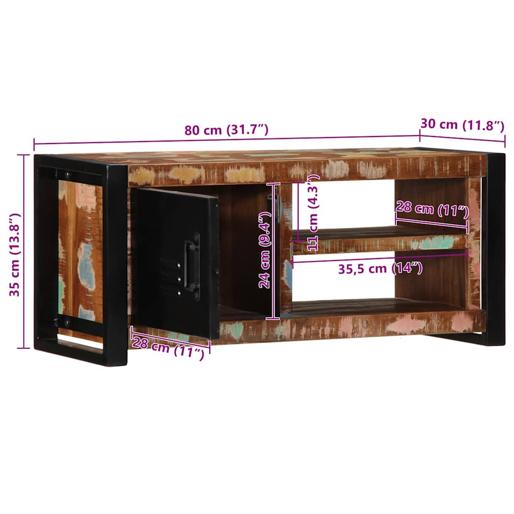 ντουλάπι τηλεόρασης  80x30x35 cm από μασίφ ξύλο αναγεννημένο