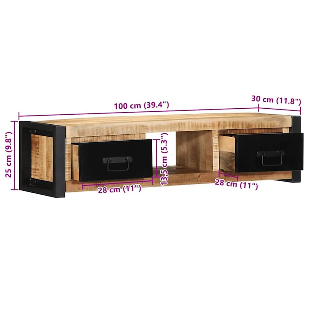 ντουλάπι τηλεόρασης  100x30x25 cm Στερεό ακατέργαστο ξύλο Mango