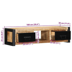 ντουλάπι τηλεόρασης  100x30x25 cm Στερεό ακατέργαστο ξύλο Mango - Pakobazaar