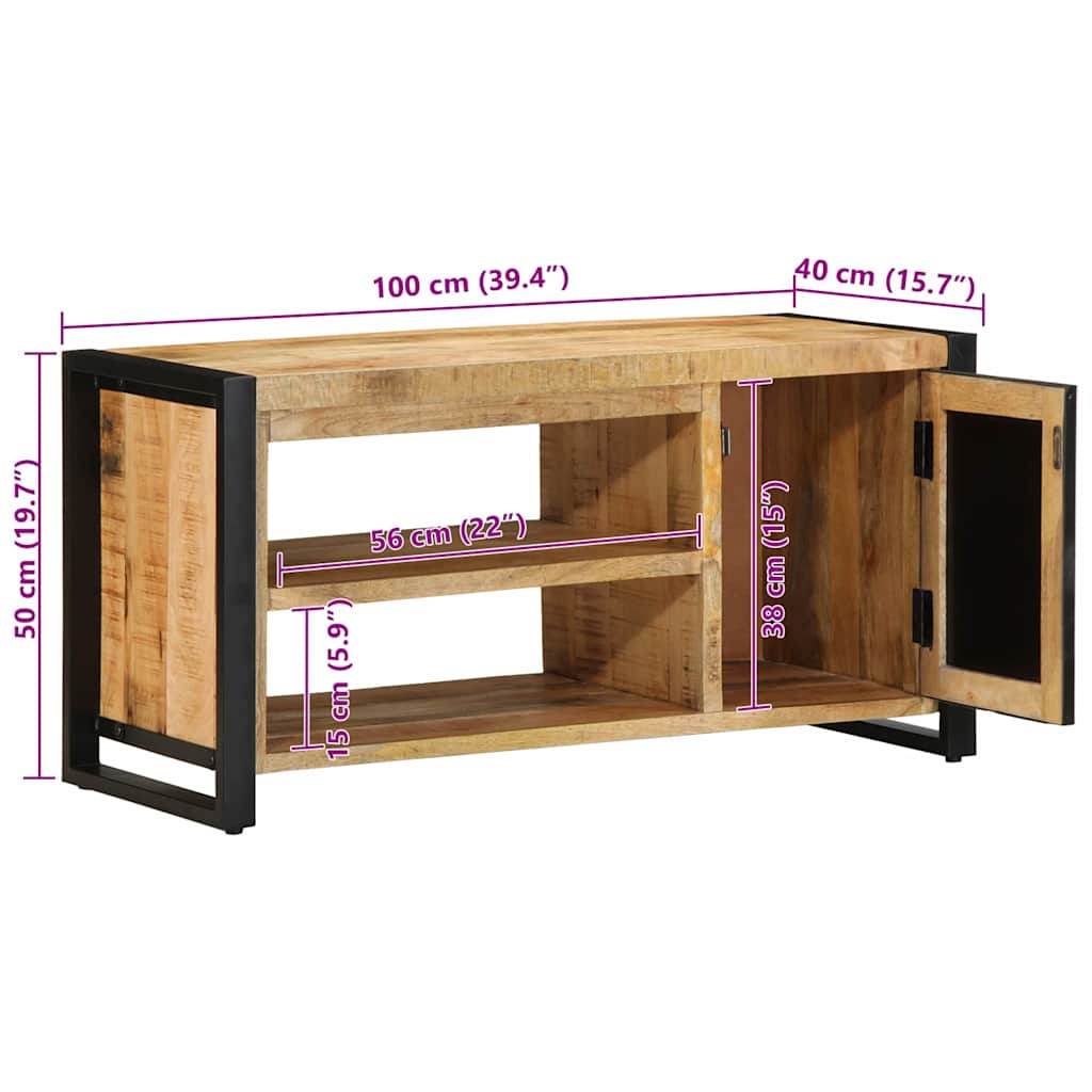 Πάγκος για παπούτσια Καφέ 100 x 40 x 50 cm Μασίφ ξύλο μάνγκο - Pakobazaar