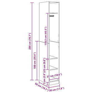 Ντουλάπα Αρτισιανή Δρυς 30x50x200εκ από Επεξεργασμένο Ξύλο - Pakobazaar