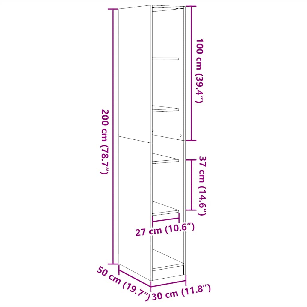 Ντουλάπα Λευκή 30x50x200 εκ. από Επεξεργασμένο Ξύλο