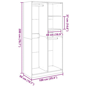 Ντουλάπα Γκρι Sonoma 100 x 50 x 200 εκ. από Επεξεργασμένο Ξύλο