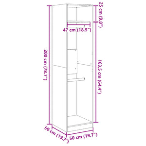 Ντουλάπα Καφέ Δρυς 50x50x200 εκ. από Επεξεργασμένο Ξύλο