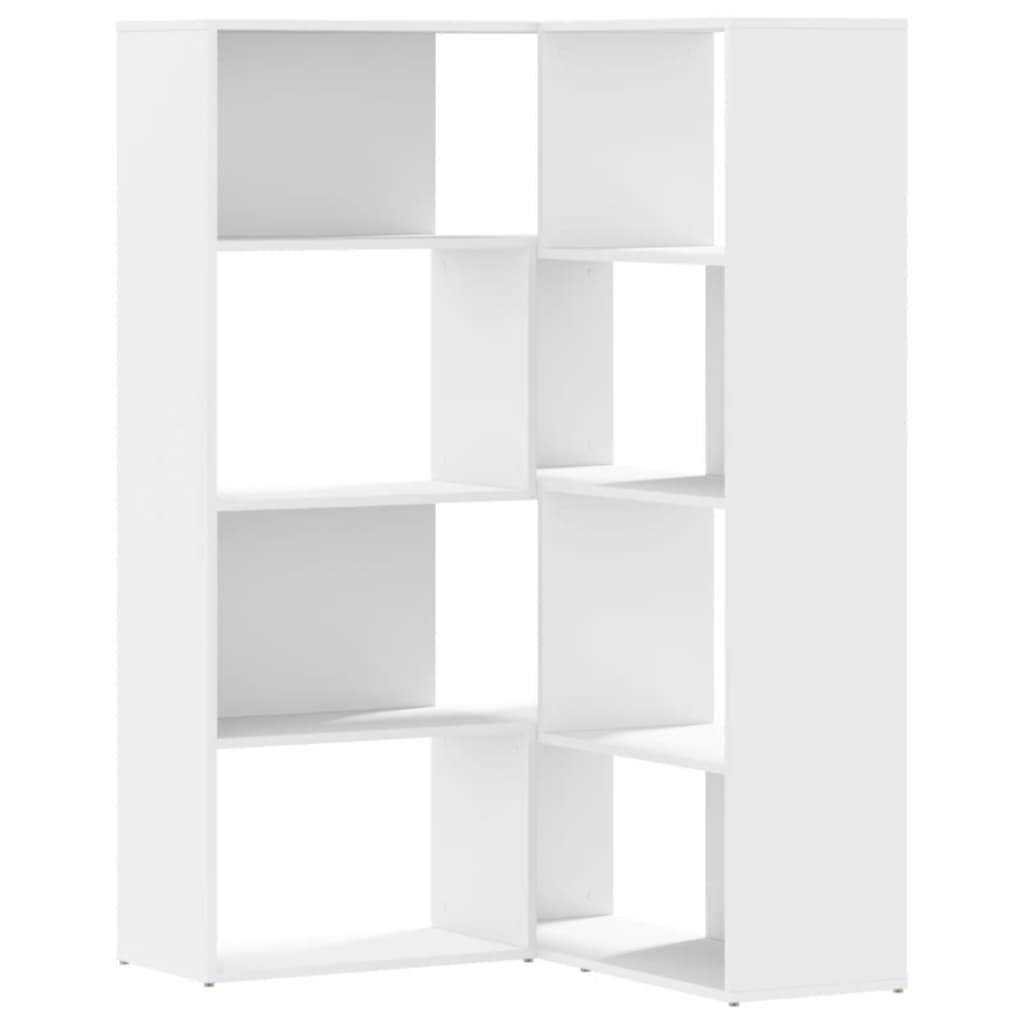 Βιβλιοθήκη Γωνιακή 4 Επ. Λευκή 85x85x140 εκ Επεξ. Ξύλο