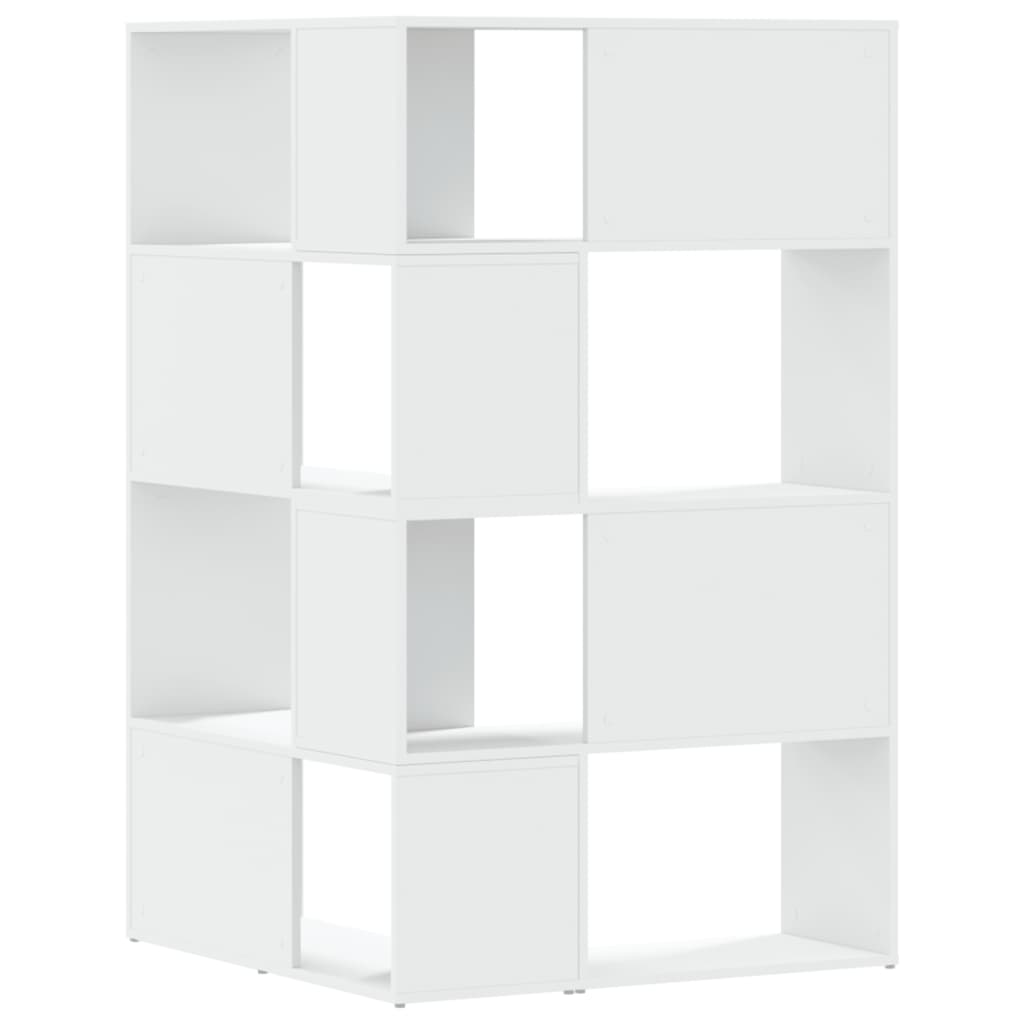 Βιβλιοθήκη Γωνιακή 4 Επ. Λευκή 85x85x140 εκ Επεξ. Ξύλο