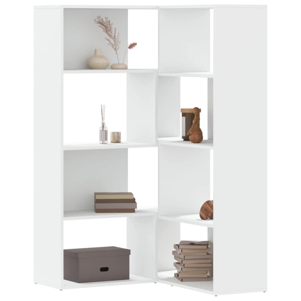 Βιβλιοθήκη Γωνιακή 4 Επ. Λευκή 85x85x140 εκ Επεξ. Ξύλο