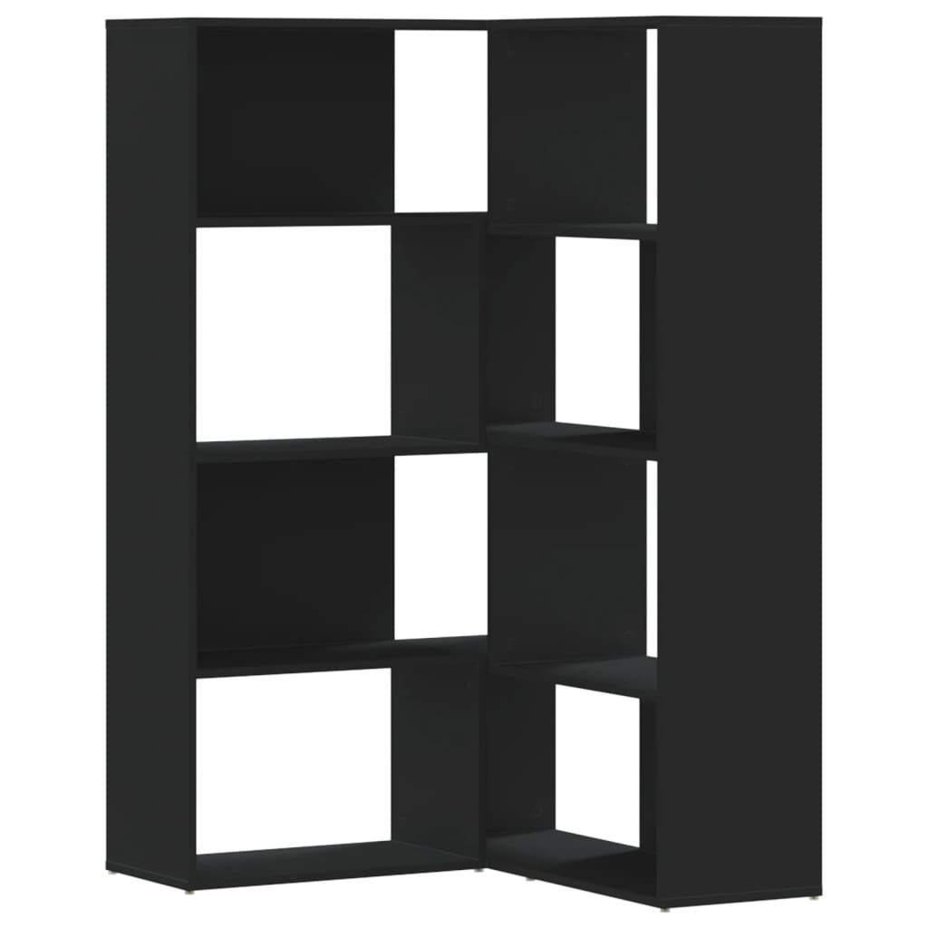 Βιβλιοθήκη Γωνιακή 4 Επ. Μαύρο 85x85x140 εκ Επεξεργασμένο Ξύλο - Pakobazaar