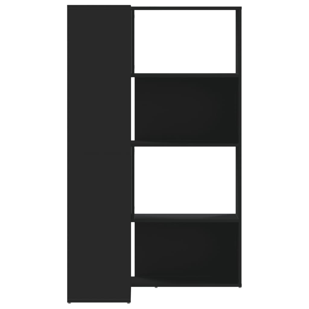 Βιβλιοθήκη Γωνιακή 4 Επ. Μαύρο 85x85x140 εκ Επεξεργασμένο Ξύλο - Pakobazaar