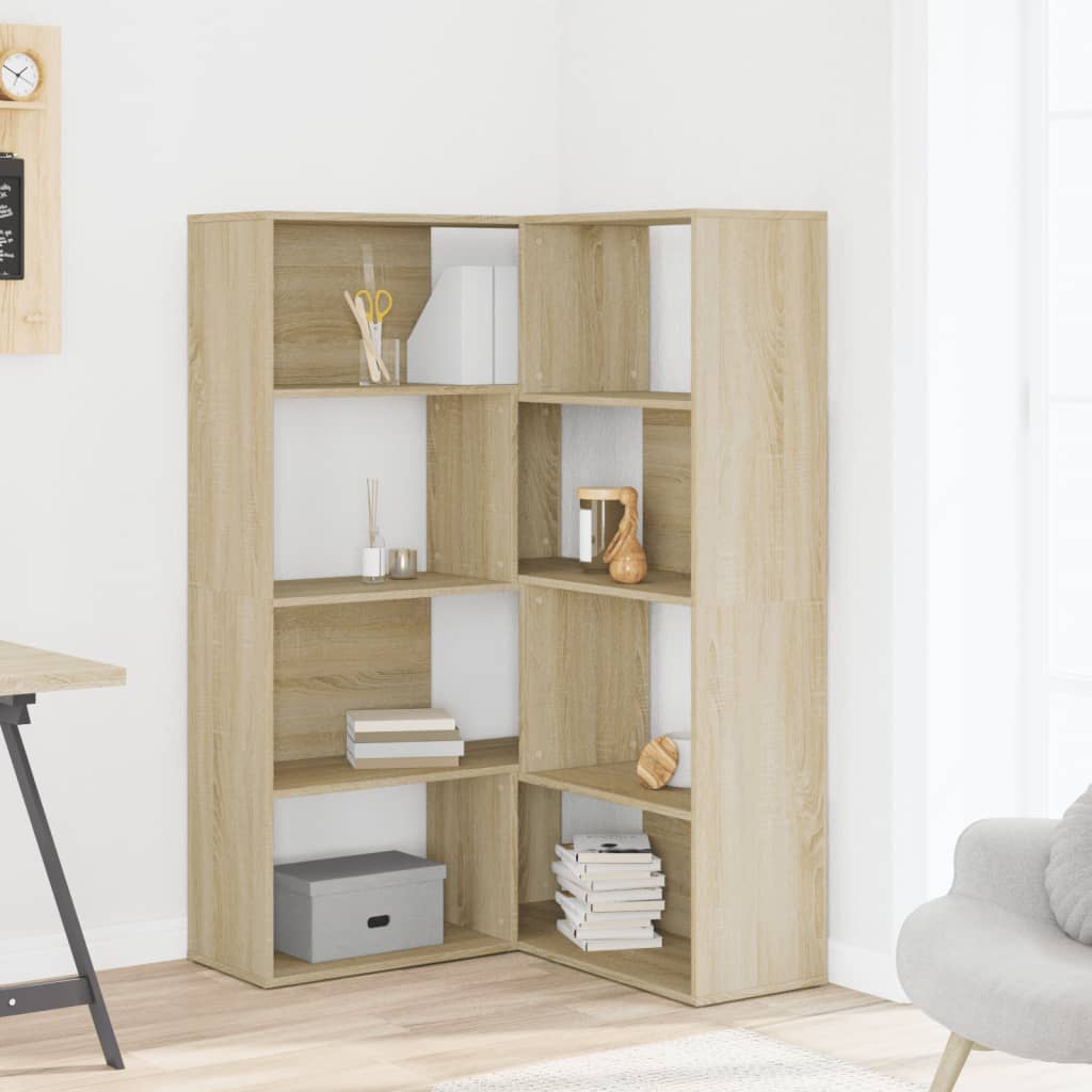 Βιβλιοθήκη Γωνιακή 4 Επ. Sonoma Δρυς 85x85x140 εκ Επεξ. Ξύλο