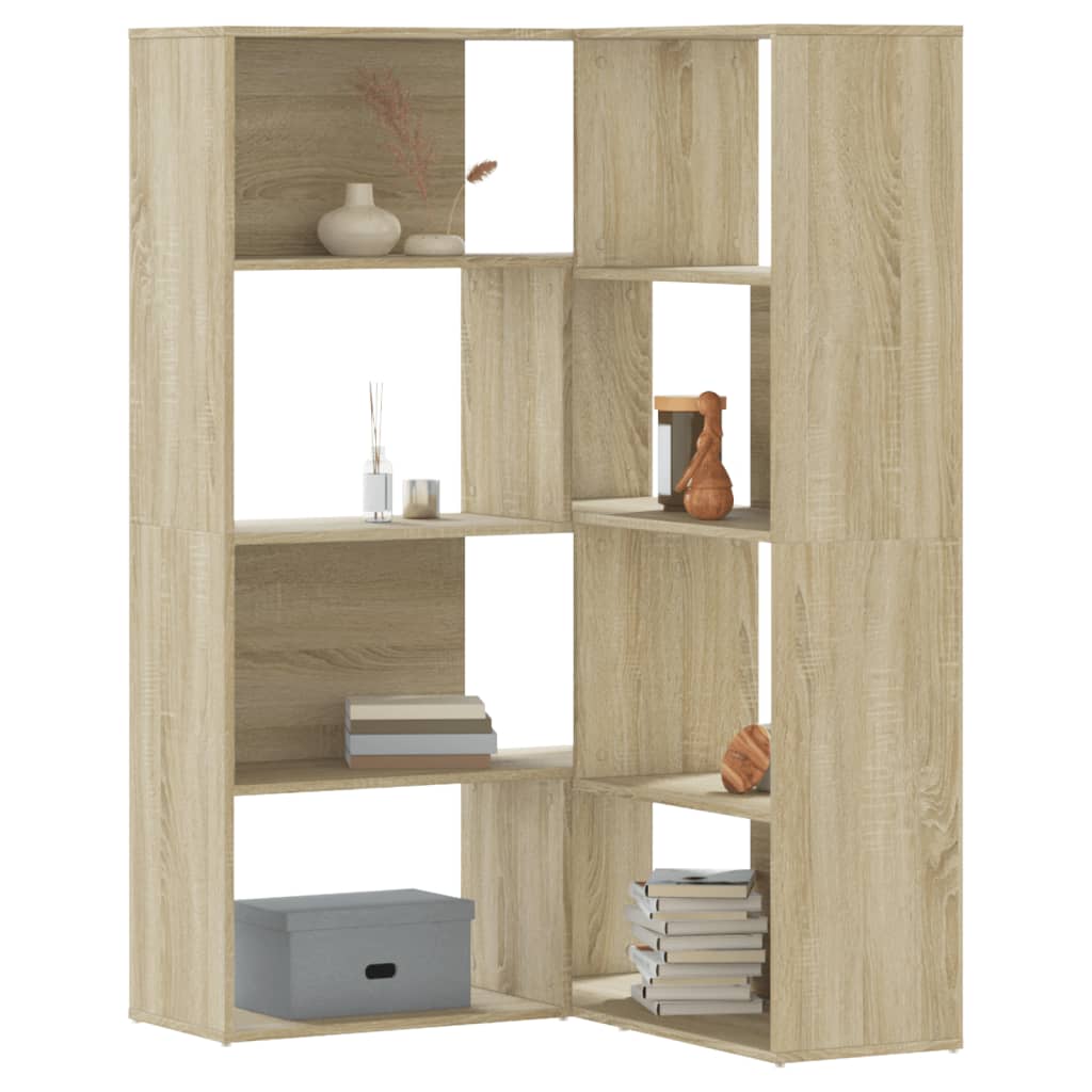 Βιβλιοθήκη Γωνιακή 4 Επ. Sonoma Δρυς 85x85x140 εκ Επεξ. Ξύλο