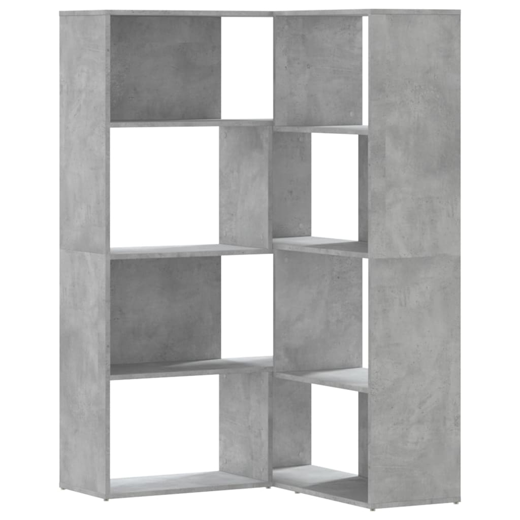 Βιβλιοθήκη Γωνιακή 4 Επ. Γκρι Σκυροδέμ. 85x85x140 εκ Επεξ. Ξύλο