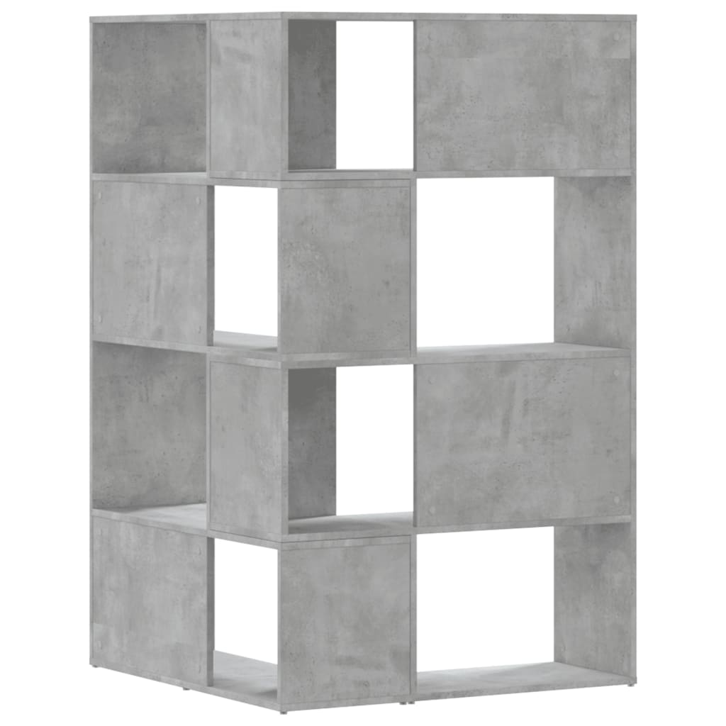 Βιβλιοθήκη Γωνιακή 4 Επ. Γκρι Σκυροδέμ. 85x85x140 εκ Επεξ. Ξύλο