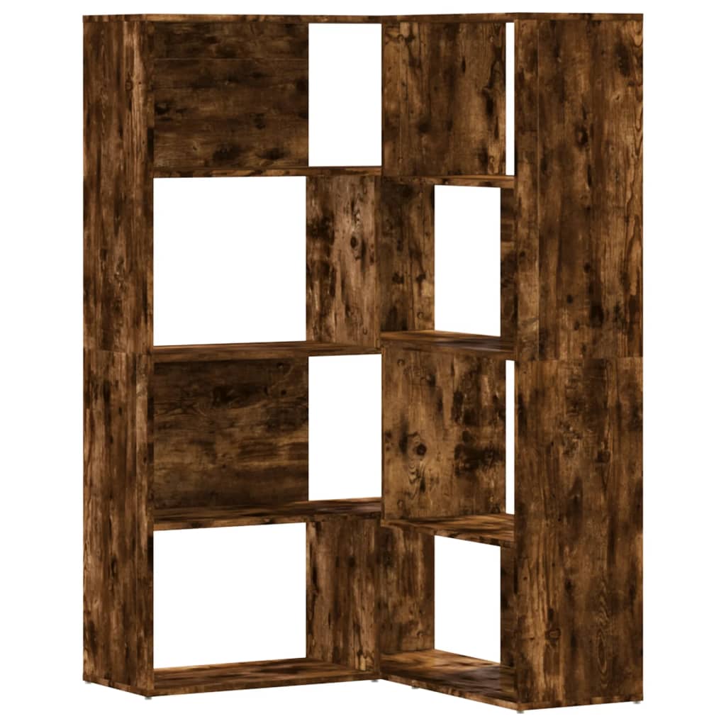 Βιβλιοθήκη Γωνιακή 4 Επ. Καπνιστή Δρυς 85x85x140 εκ Επεξ. Ξύλο