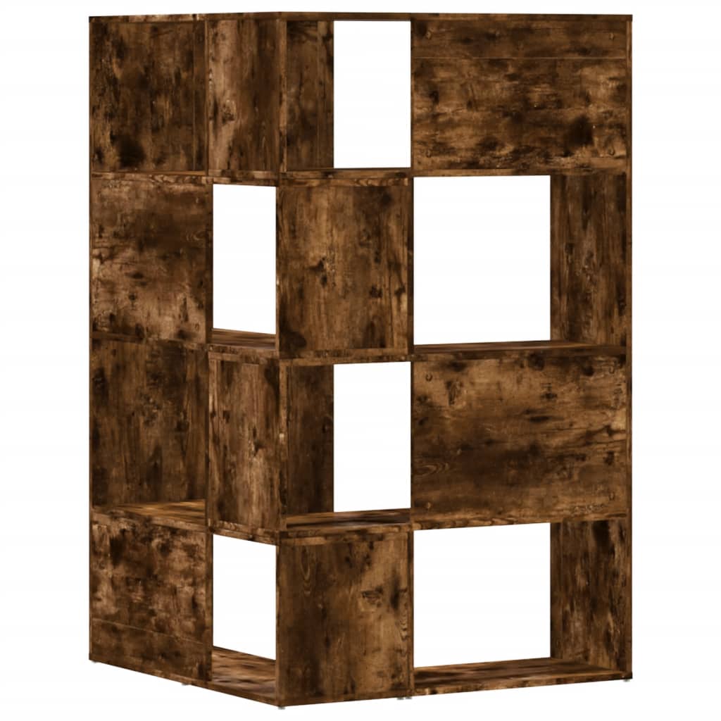Βιβλιοθήκη Γωνιακή 4 Επ. Καπνιστή Δρυς 85x85x140 εκ Επεξ. Ξύλο